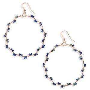 Blue and Gold Crystal Hoop Earrings